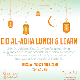 Flyer for the Eid Al-Adha Lunch and Learn